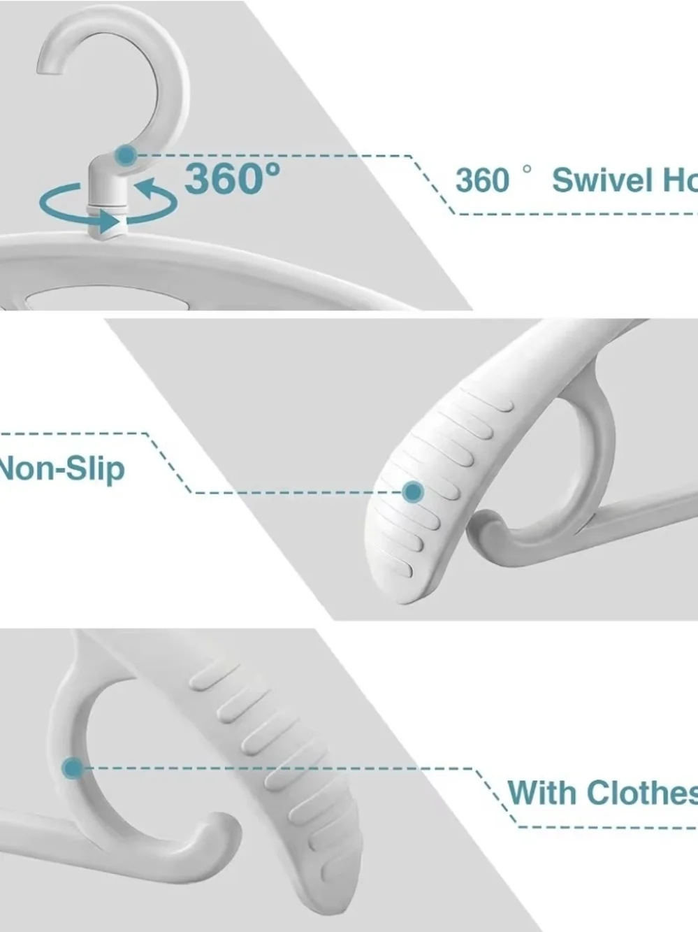 Non-Slip Heavy Duty Plastic Hangers - White - 10 Pack